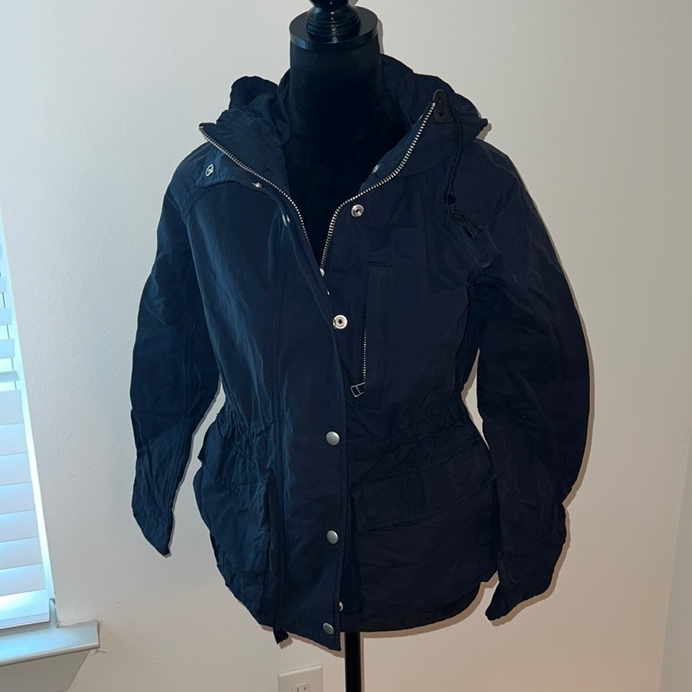GAP Navy Cotton snap on zip closing hoodie Anorak Style light jacket Sz‎ S
